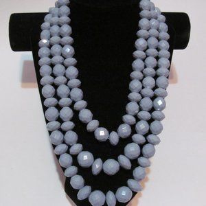 Sugar Fix three strand blue faceted bead necklace signed